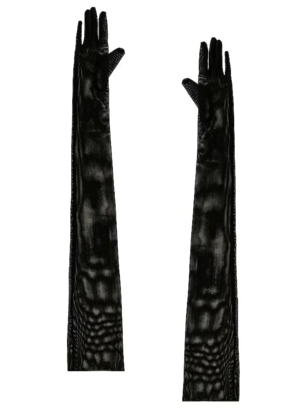 Norma Kamali Long Gloves in Black Mesh